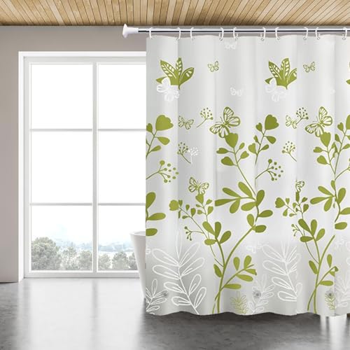 TIKABC Shower Curtain Liner, 4G PEVA Shower Liner, Plastic Waterproof Shower Curtains, with Grommet Holes and 3 Magnetic Weights(Butterfly) - color: Butterfly
