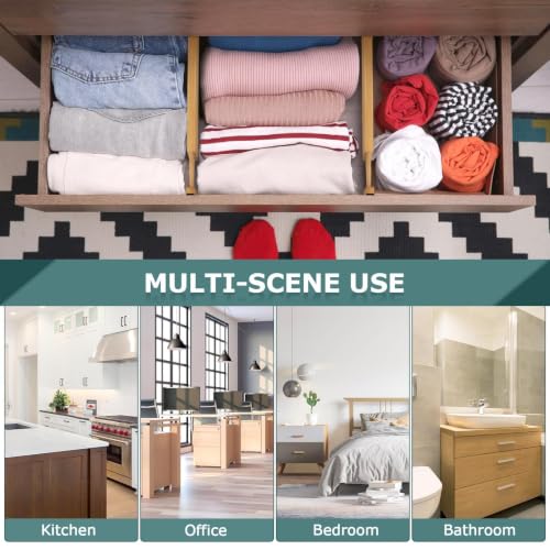 Kitchen Drawer Dividers 4 Pack Adjustable Bamboo Drawer Organizer | 17-22" Adjustable, Spring Loaded, Expandable Utensil Organizer, Works in Kitchen, Dresser, Bathroom, Bedroom, Closet
