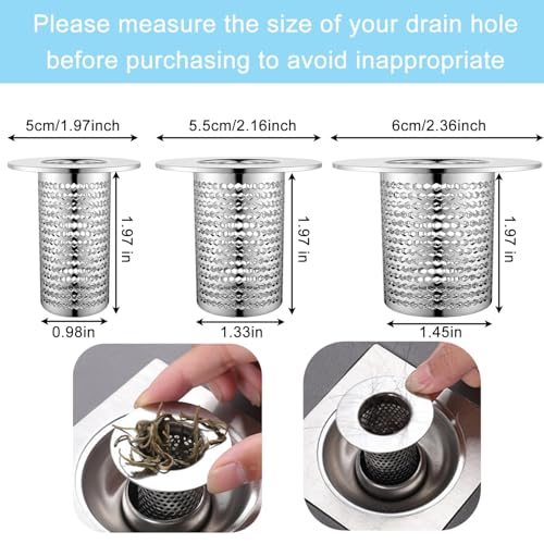 4 PCS Bathroom Sink Drain Strainers, Fit Hole Size from 1.25" to 2.17", Utility Recyclable Sink Strainer, Stainless Steel Sink Strainer for Bathroom Washbasin Bathtub Drain