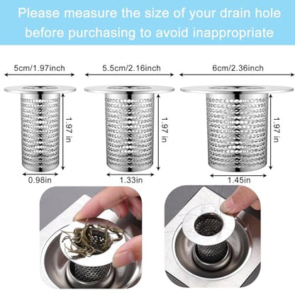 4 PCS Bathroom Sink Drain Strainers, Fit Hole Size from 1.25" to 2.17", Utility Recyclable Sink Strainer, Stainless Steel Sink Strainer for Bathroom Washbasin Bathtub Drain