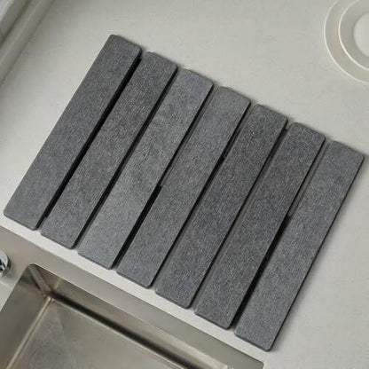 Super Absorbent Stone Dish Drying Mat – 16" x 12" Compact Fast-Drying Diatomite Mat for Countertops, Cups & Small Dish Loads - size: 16" x 12"