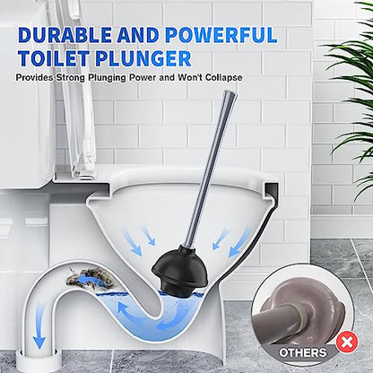 Toilet Plunger and Brush, Silicone Bowl Brush and Heavy Duty Toilet Plunger Set with Ventilated Holder, 2-in-1 Toilet Brush and Plunger Combo for 5.3-inch Bathroom Cleaning (Gray, 1 Set) - color: Gray
