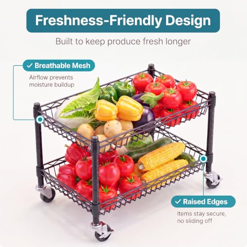 Himimi 6 Tier Rolling Storage Cart, Metal Wire Basket Rack with Wheels, Adjustable Storage Shelves Organizer Shelf for Kitchen Pantry Garage Laundry Room Bathroom, 30" W X 13.5" D X 63" H, Black - size: 30"W X 13.5"D X 63"H