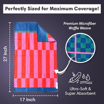 Double-Sided Microfiber Hand Towels, Waffle Kitchen Towels Set for Home Use | 2 Towels, 17x27 Inches, Durable & Soft, Fast Drying, Hand Wash Cloth and Dishcloth, Collins/Marine, Home Use 2-Pack Towel Set - color: Collins/Marine, size: Double sided Hand To