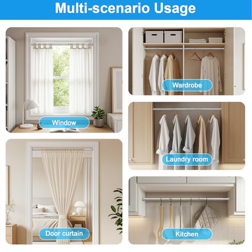 MEXAU 1 Pack Silver Spring Tension Curtain Rods 16-37 Inch Small Shower Rod | Adjustable Tension Rods No Drilling for Window, Bathroom, Closet, 7/8"Spring Tension Rods,Small Shower Curtain Rod,Iron - color: Silver-1P, size: 16-37 inch