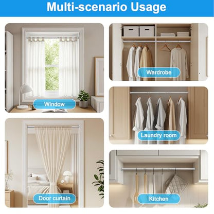 MEXAU 1 Pack Silver Spring Tension Curtain Rods 16-37 Inch Small Shower Rod | Adjustable Tension Rods No Drilling for Window, Bathroom, Closet, 7/8"Spring Tension Rods,Small Shower Curtain Rod,Iron - color: Silver-1P, size: 16-37 inch