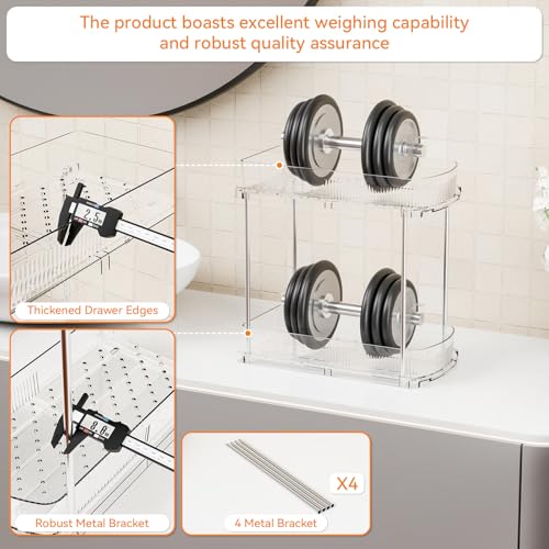 3 Pack 13.8″ Deep 2 Tier Under Sink Storage Organizer,Large Pull Out Bathroom Organizers and Storage,Slide Out Acrylic Undersink Storage Shelf,Kitchen Under Sink Organizer for Cleaning Products - style: 3 Pack-2 Tier
