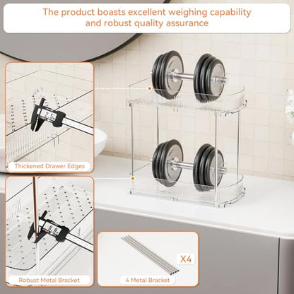 3 Pack 13.8″ Deep 2 Tier Under Sink Storage Organizer,Large Pull Out Bathroom Organizers and Storage,Slide Out Acrylic Undersink Storage Shelf,Kitchen Under Sink Organizer for Cleaning Products - style: 3 Pack-2 Tier