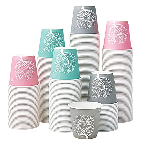 LITOPAK 300 Pack 3 oz Paper Cups, Colorful Disposable Mouthwash Cups 3 oz | Small Paper bathroom cups, 3 ounce paper cups, medicine, mouthwash, snacks, bath rinsing, paint mixing, and more - style: 300pack Colour mixture