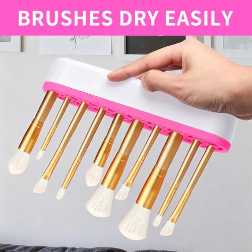 1Pcs Makeup Brushes Holder Silicone Make Up Brush Holder (Rose Red) - color: Rose Red