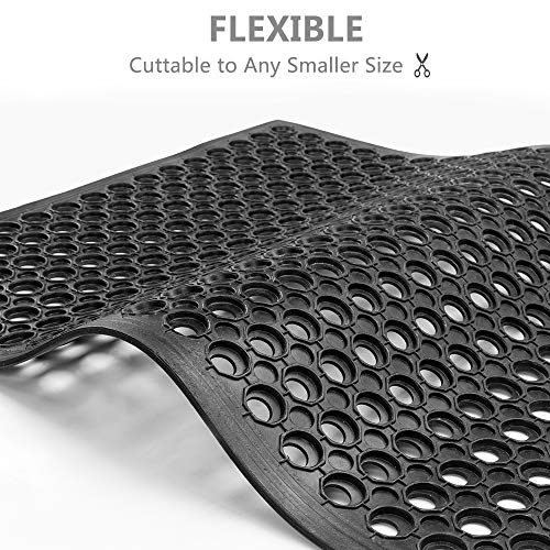 ROVSUN Rubber Floor Mat with Holes, 24''x 36'' Anti-Fatigue/Non-Slip Drainage Mat, for Industrial Kitchen Restaurant Bar Bathroom, Indoor/Outdoor Cushion - size: 36"L x 24"W x 0.3"Th