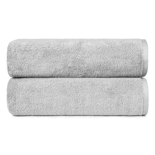 Amazon Basics 2 Piece Quick-Dry Oversize Bath Towel, 100% Cotton, 54" x 30", Platinum - color: Platinum, size: 2 Piece, style: Bath Towel (Pack of 2)