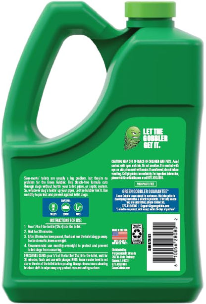 Green Gobbler Liquid Toilet Plunger | Clog Remover | Safe for Toilets and Septic | No Plunger Needed | 5 Uses - size: 60 Fl Oz (Pack of 1)