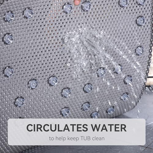 Bathtub Mat Non Slip, Soft Foam Bath Mat for Tub, Bathtub Mat with Drain Holes, Suction Cups Shower Mat (Gray, 36''X17'') - color: Gray