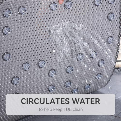 Bathtub Mat Non Slip, Soft Foam Bath Mat for Tub, Bathtub Mat with Drain Holes, Suction Cups Shower Mat (Gray, 36''X17'') - color: Gray