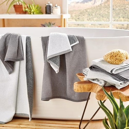 Wellbe 6-Piece Washcloth Set, Quick Dry, Absorbent, Soft, 13” x 13”, Grey - color: Grey, size: 6-Piece Washcloth Set