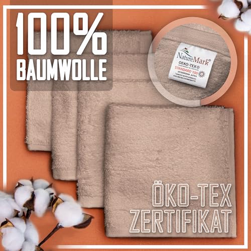 Set of 10 Washcloths Made of 100% Cotton - Soft and Absorbent Face and Hand Towels - Practical for Bathroom and Kitchen - 12 x 12 in (Sand) - color: Sand