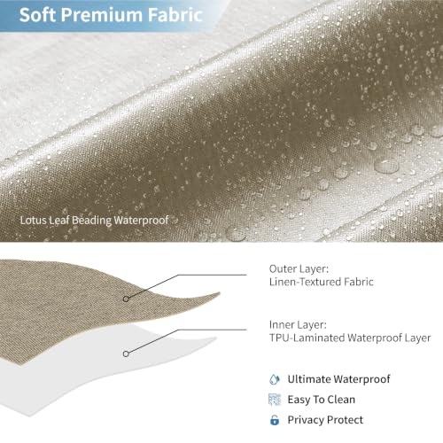2-in-1 Waterproof Fabric Shower Curtain,No Separate Liner Needed,Linen Textured,Effortless Cleaning & Washable Bathroom Shower Curtain Set with 12 Plastic Hooks,72"x72",Khaki - color: Khaki, size: 72"W x 72"L (Pack of 1)