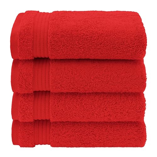American Veteran Towel, Hand Towels for Bathroom Set of 4, 100% Cotton Turkish Hand Towel Sets, Soft Hand Face Towels, Red Hand Towels - color: Red