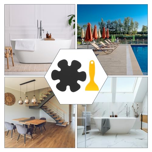 uxcell 20pcs Non-Slip Bathtub Stickers, Anti Slip Shower Stickers Showers Treads Bright Flowers Appliques with Scraper for Bath Tub Shower Stairs, Black - color: Grey