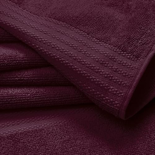 GLAMBURG Ultra Soft 8-Piece Towel Set - 100% Pure Ringspun Cotton, Contains 2 Oversized Bath Towels 27x54, 2 Hand Towels 16x28, 4 Wash Cloths 13x13 - Ideal for Everyday use, Hotel & Spa - Burgundy - color: Burgundy, size: 8 Piece Towel Set