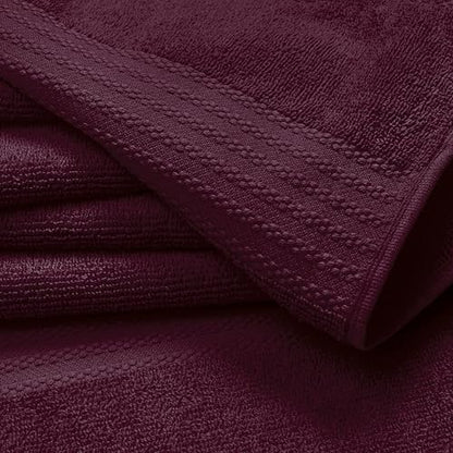 GLAMBURG Ultra Soft 8-Piece Towel Set - 100% Pure Ringspun Cotton, Contains 2 Oversized Bath Towels 27x54, 2 Hand Towels 16x28, 4 Wash Cloths 13x13 - Ideal for Everyday use, Hotel & Spa - Burgundy - color: Burgundy, size: 8 Piece Towel Set