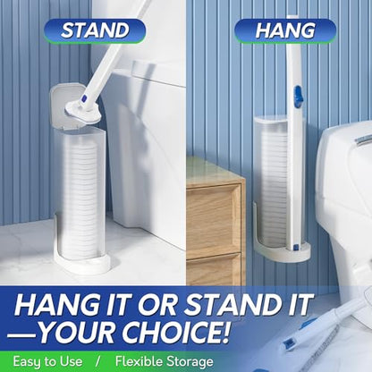 BOOMJOY Disposable Toilet Brush Set with 15 Wand Refills, Toilet Bowl Cleaner Wand with Holder, Toilet Cleaning System Starter Wand Kit, Bathroom Cleaning Set