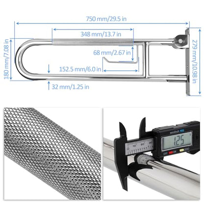 Handicap Grab Bar, 29.5 Inch Stainless Steel Toilet Safety Rails, Disabled Flip-Up Bathroom Grab Bars with Paper Holder, Anti-Slip Toilet Handrails Hand Grips Handicap Grab Bars for Elderly