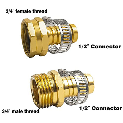 Hourleey Garden Hose Repair 1/2 Inch, Aluminum Mender Hose Connector Fitting with Clamp, Fit 1/2" Male & Female Hose Connector, 3 Sets - size: 1/2" - 3 Set