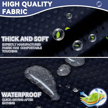 Conbo Mio Extra Long No Hook Waffle Weave Shower Curtain with Snap in Liner Set, Hotel Luxury Black Shower Curtains for Bathroom with See Through Top Window, Waterproof, Washable 71W x 84H - color: Waffle-black, size: 71"W x 84"L (Pack of 1)