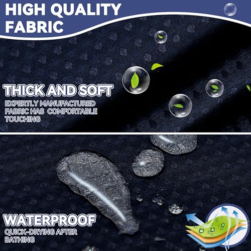 Conbo Mio No Hook Waffle Weave Shower Curtain with Snap in Liner Set, Hotel Luxury Black Shower Curtains for Bathroom with See Through Top Window, Waterproof, Washable 71W x 74H - color: Waffle-black, size: 71"W x 74"L (Pack of 1)