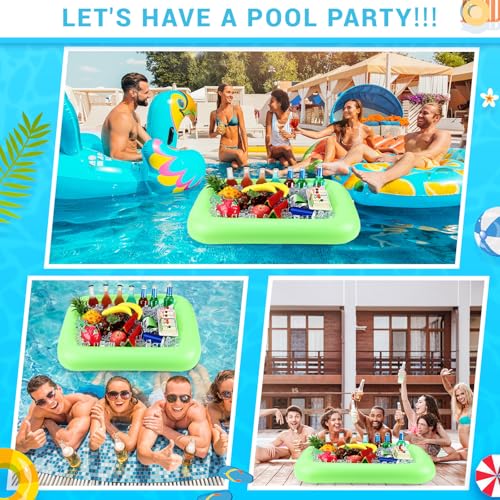 FillTouch Rectangular Inflatable Serving Bar Floating Drink Holder for Pool Inflatable Cup Holders Hot Tub Accessories, Adults Swimming Fun Drink Floats for Swimming Pool Party(Green) - color: Green