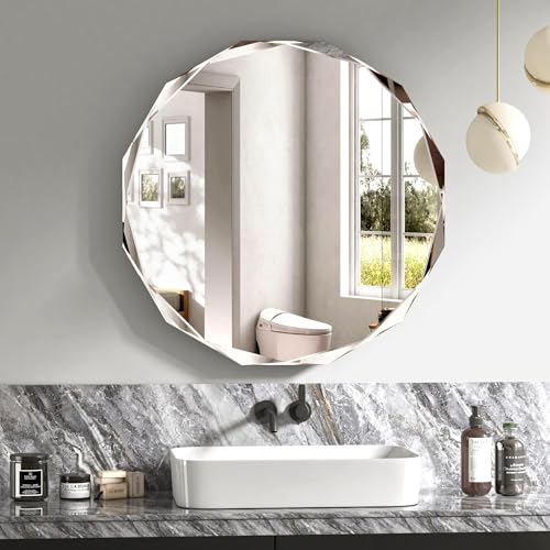 Bathroom Mirrors for Over Sink, Round Frameless Mirrors for Wall, 30x30 Inch Beveled Bathroom Mirror, Bathroom Vanity Circle Mirror for Bedroom Living Room Entryway Home Decor - color: Round, size: 30"L x 30"W