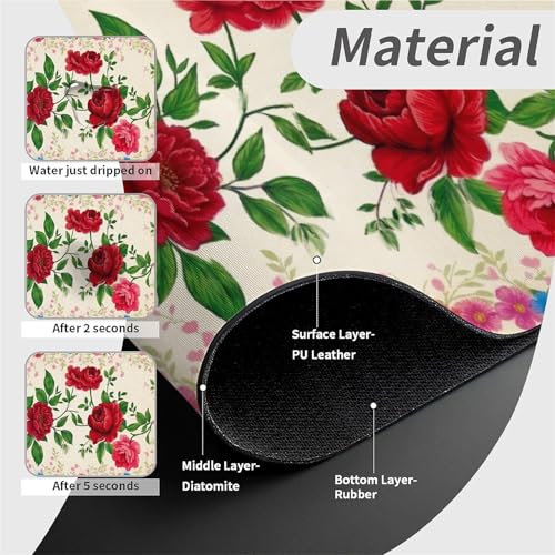 Faucet Fast Absorbent Pad - Red Rose With Wildflower , Suitable For Kitchen, Bathroom, Island And Other Scenes - color: Red Rose with Wildflower