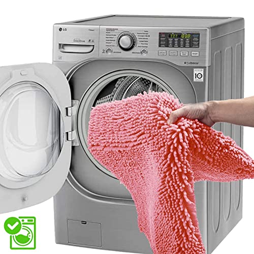 Pink Bathroom Rugs Chenille Bath Mat Set 2-Piece Bath Rugs for Bathroom Extra Soft Bath Mats for Bathoom Non Slip Absorbent Shag Bathoom Carpet - color: Pink