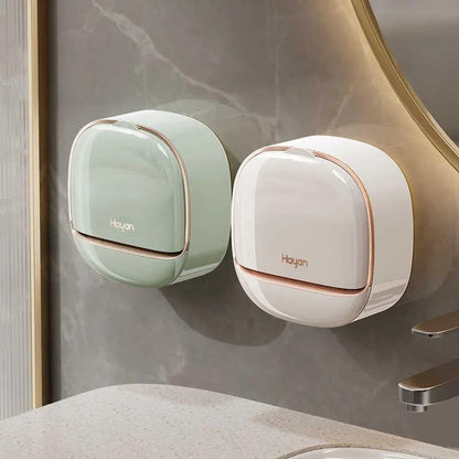 Plastic 2 Pcs Waterproof Soap Dish Holder | Luxury Soap Holder With Drain Tray Keep Soap Bars Dry | Adhesive Soap Box Wall Suction Mounted For Bathroomstickable Modern (White & Light Green)