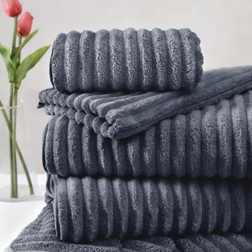 Extra Large Bath Towel Set 10 Piece, XL Bath Towels 35"x67" Oversized Bath Sheets, 280 GSM Microfiber Quick Dry Absorbent Towels, 5 Bath Sheets & 5 Hand Towels (Dark Gray) - color: Dark Gray, size: Bath towel 35" x 67"+hand towel 30"x13"