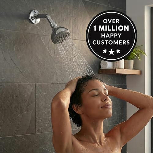 Aqua Elegante Pressure Boosting Shower Head - 1.8 GPM - Polished Chrome | 3 Inch Wall Mount, Water Saving Showerhead, Best For Low Flow Showers With Anti-Clog Nozzles & Adjustable Brass Fitting - color: Polished Chrome, size: 1.8 GPM
