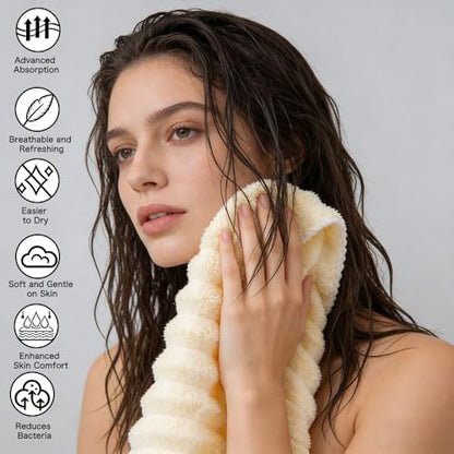 4 Pack Microfiber Bath Towels - Extra Large, Super Absorbent, Quick Dry, Plush and Fluffy, Luxury Towel Set for Bathroom, Spa, Gym, Travel - 24x12 Inches - color: White1, Gray1, Pink1, Blue1