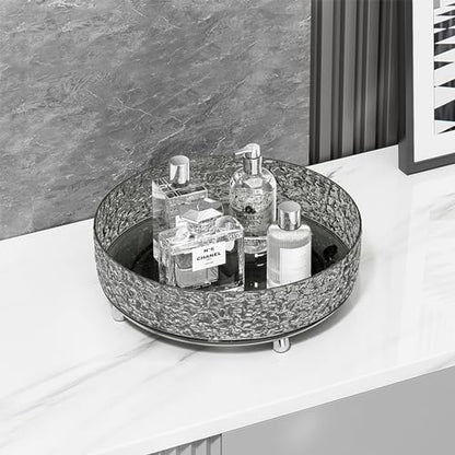 360 Rotating Makeup Organizer, Cosmetics Lazy Susan Spinning Skincare Storage for Vanity, Turntable Perfume Trays for Dresser Bathroom Countertop and Kitchen (Gray)