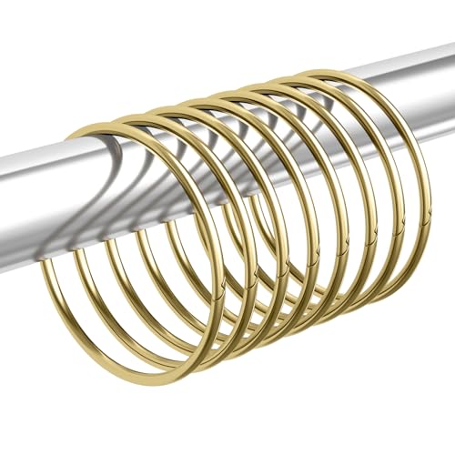 Bathway Shower Curtain Rings, Shower Curtain Hooks Rust Proof Shower Rings for Curtain, Glide Smoothly Metal Gold Shower Hooks for Shower Curtain and Rod, 12 Pcs Snap Joint Shower Curtain Clips - color: Gold, style: Classic Round