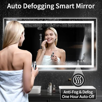 50"x30" LED Bathroom Mirror with Lights, Dimmable，Anti-Fog，Bathroom Vanity Mirror for Wall, Backlit + Front Lit, Memory Function, Shatter-Proof，Tempered Glass - size: 30"L x 50"W