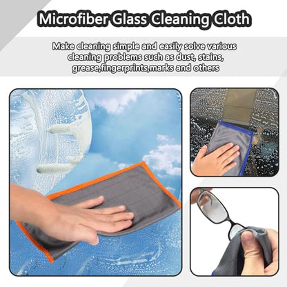 Microfiber Glass Cleaning Cloths,Lint Freel,11.8"×11.8in,3 Pack | Streak Free Miracle Cleaning Cloth,Reusable Cleaner Towels for Kitchen,Windows,Stainless Steel,Mirror,Glasses,Car Windshields - color: Multicolor