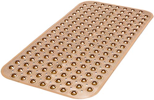 Large Non-Slip Bathtub & Shower Mat 31 inch x16 inch (Smooth/Non-Textured Tubs Only) Safe, Clean, Machine-Washable, Superior Grip&Drainage, Vinyl, Transparent Brown, Medium - color: Transparent Brown, size: Large (31"x16")