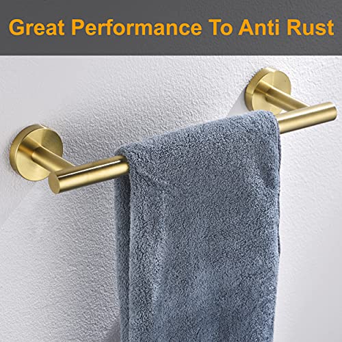 Nolimas Brushed Gold Bath Hand Towel Bar Single Bars Towel Rack Rod Classic Wall Mounted Stainless Steel Bathroom Towel Bar Toilet Kitchen Towel Shelf Single Layer,9inch - color: Brushed Gold, size: 9inch