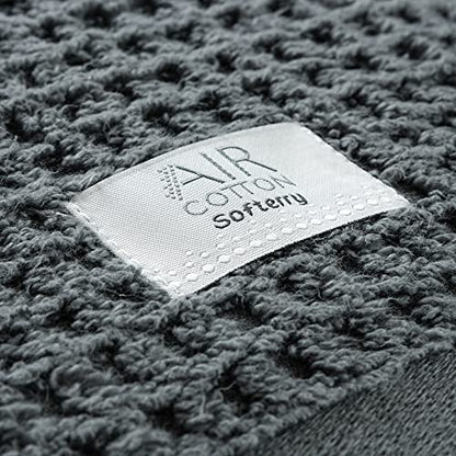 Softerry Waffle Bath Towel Set - 100% Soft Cotton - Plush and Extra Absorbent - Luxury Hotel & Spa Quality - Fade Resistant - Eco-Friendly (Space Gray, Set of 8 Towels) - color: Space Gray, size: Set of 8 Towels