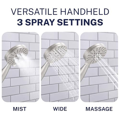 HammerHead Showers Dual Shower Head Combo, 8-Inch Rainfall & 3-Flow Handheld, Brushed Nickel, 1.75 GPM - color: Brushed Nickel, size: 1.75 GPM California