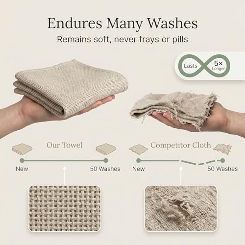 Linen Exfoliating Washcloth for Face - 4-Pack - 100% Flax Linen Washcloths - 12x12-inch Small Exfoliating Towel - Natural Face Towel Wash Cloth - size: 12x12 Inch Washcloths (Pack of 4)