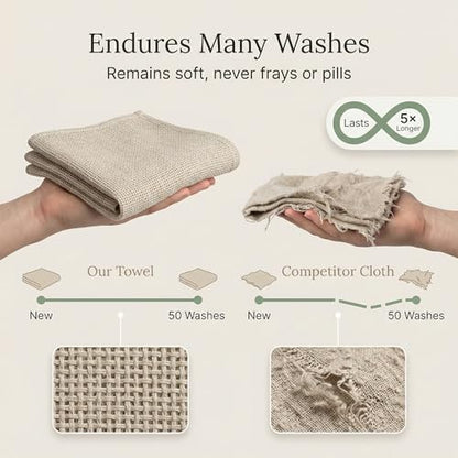 Linen Exfoliating Washcloth for Face - 4-Pack - 100% Flax Linen Washcloths - 12x12-inch Small Exfoliating Towel - Natural Face Towel Wash Cloth - size: 12x12 Inch Washcloths (Pack of 4)