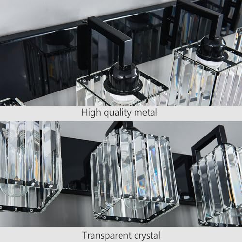 Modern Bathroom Vanity Light 5-Lights Plating Black Vanity Light Crystal Wall Light Bathroom Light Fixtures - color: Plating Black Crooked, size: 5-light